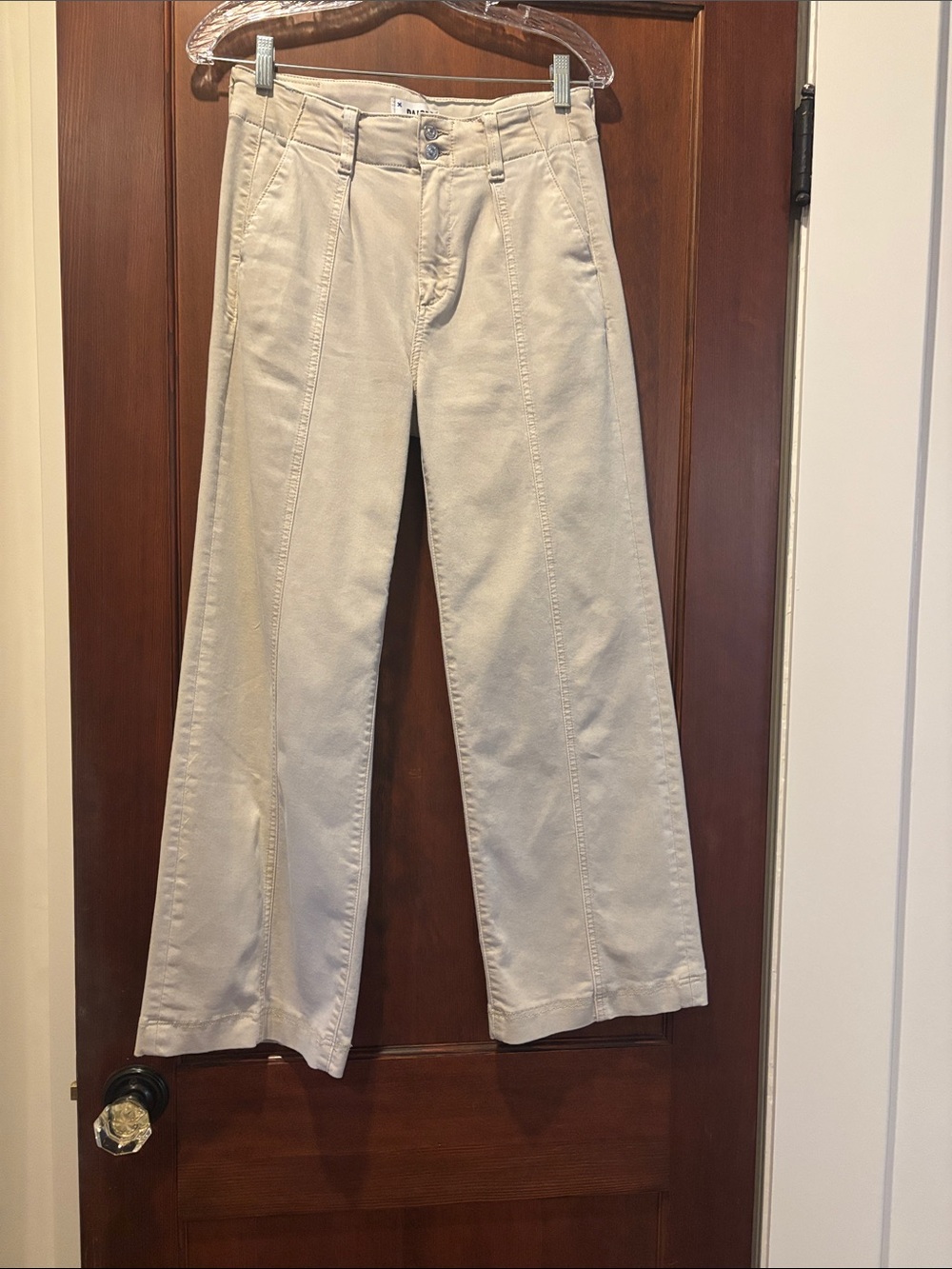 PAIGE Wide-Leg Trousers in Light kakhi